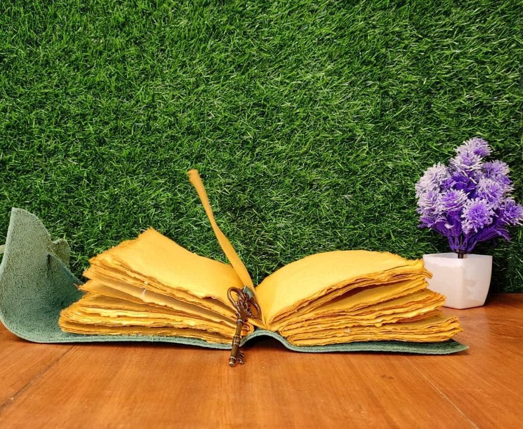 Diario de cuero verde para mujer (5×7)