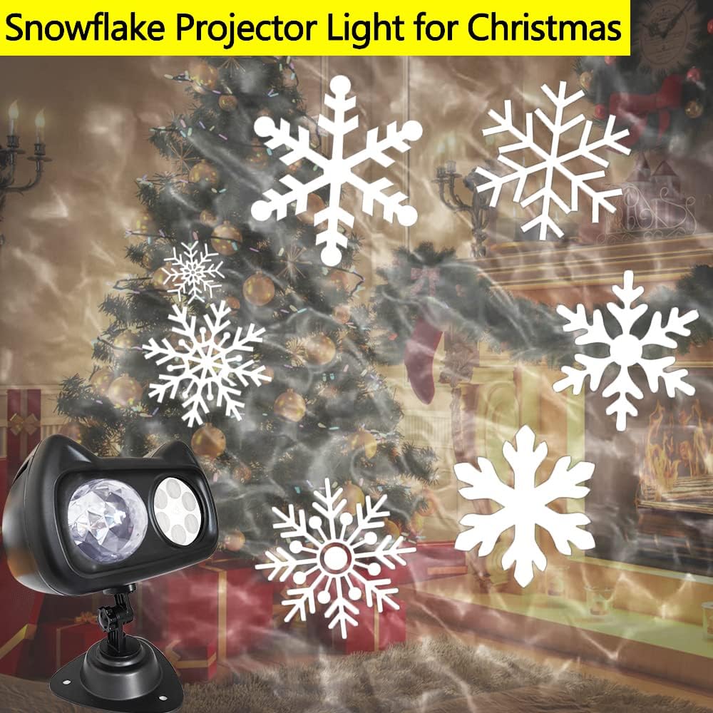 FCXJTU Proyectores LED 2 en 1 de copos de nieve de Navidad con 96 efectos HD, patrones de ondas oceánicas 3D, temporizador de control remoto