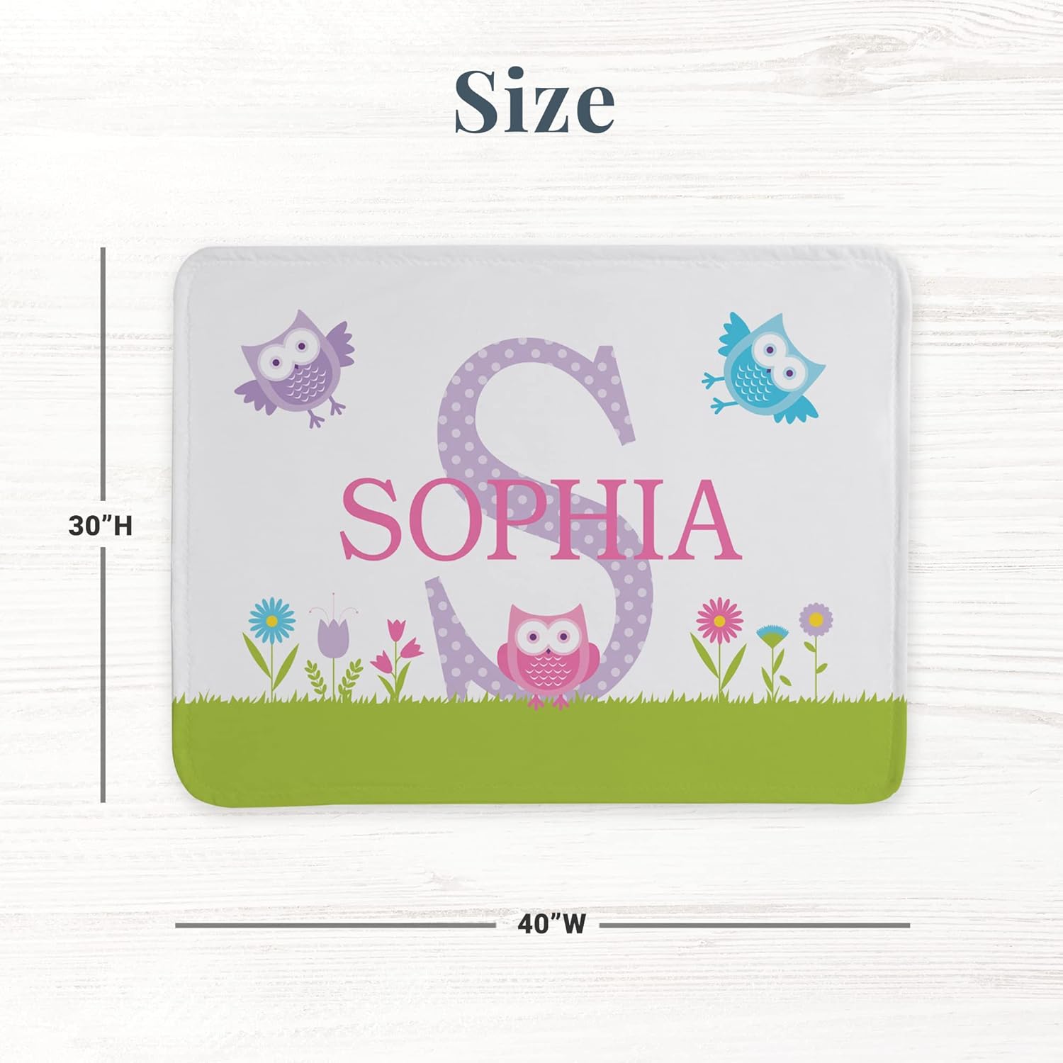 Let’s Make Memories Manta de bebé personalizada con mi propio nombre, búho, baby shower, decoración de guardería, 30 x 40 pulgadas