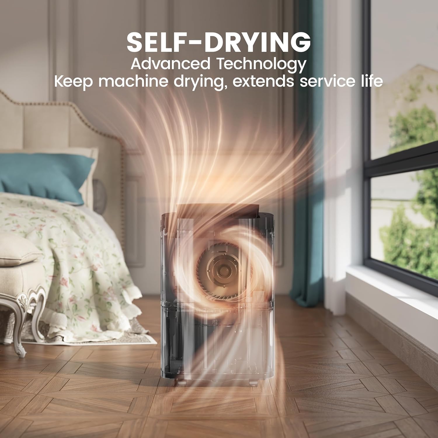 Kesnos Deshumidificador Energy Star de 120 pintas para espacio de hasta 6,000 pies cuadrados – Deshumidificador con manguera de drenaje, secado