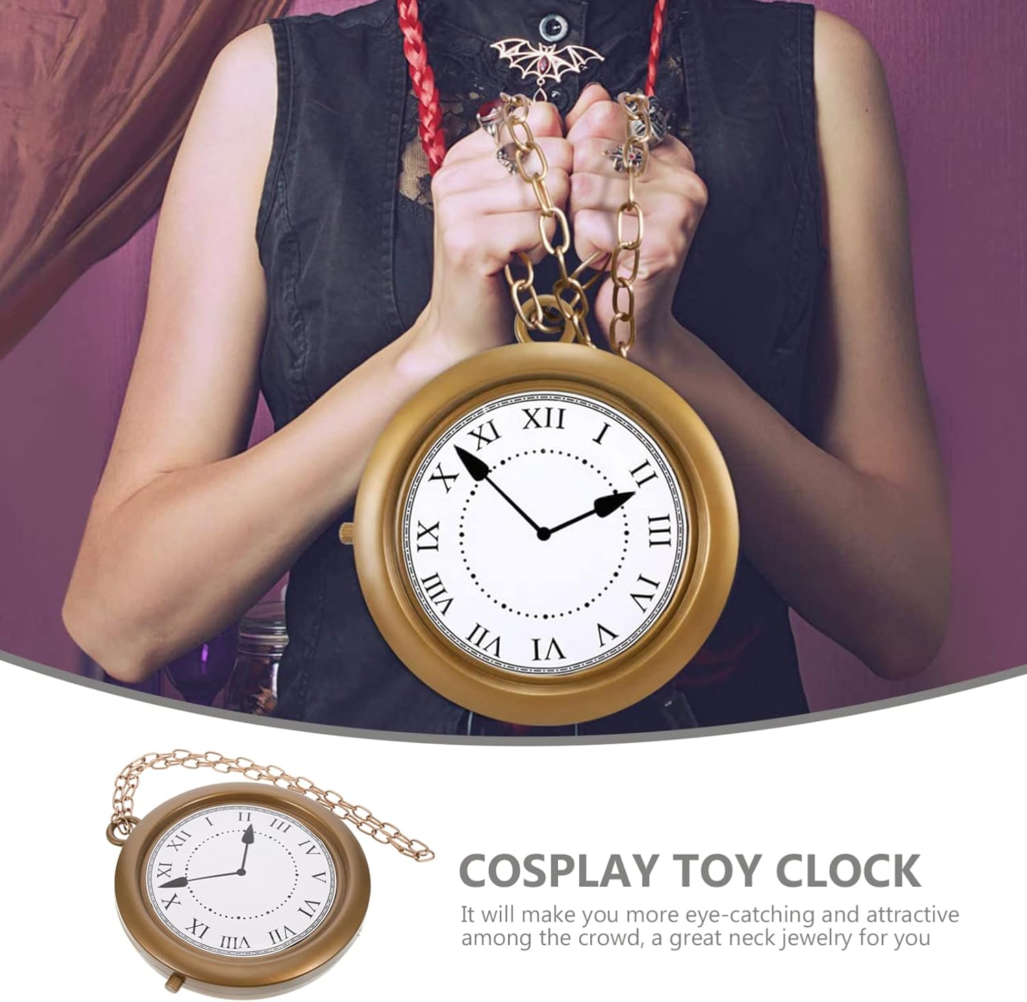 Collar de reloj, disfraz de hombre, collar para hombre, collar para hombre, collar de reloj de cosplay, collar de reloj de fiesta, decoración de