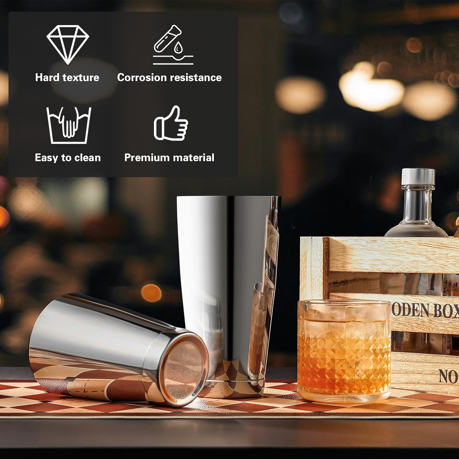 Boston – Juego de coctelera de acero inoxidable de 18 onzas y 28 onzas, mezclador de bebidas de Martini de metal para bartending, herramientas de