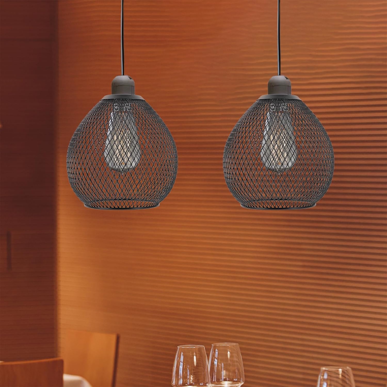 Housoutil Pantalla de lámpara de malla de alambre redonda de metal para lámpara de araña de metal, cubiertas de luz colgante industrial para lámpara