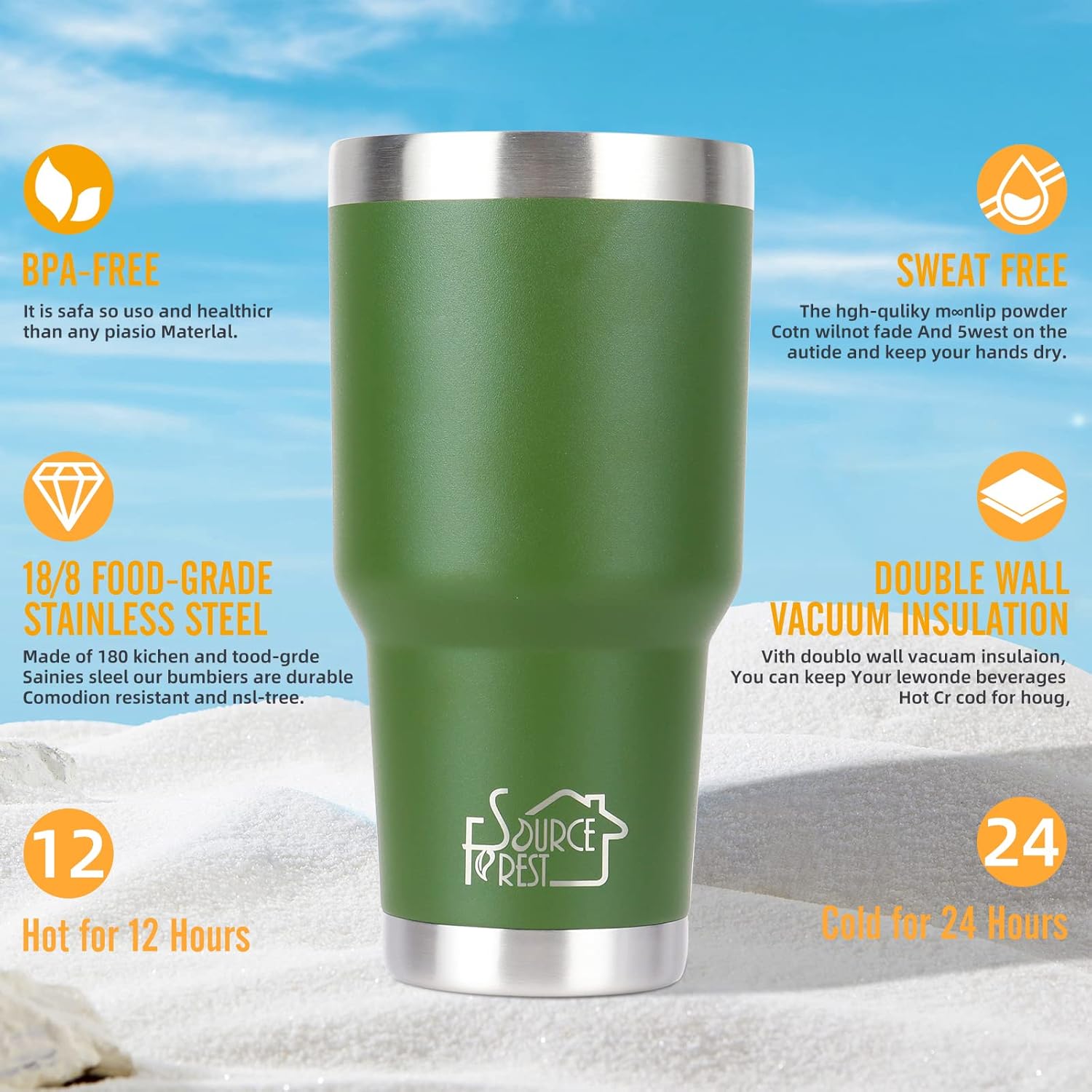 Vaso aislado de 30 oz con tapa y pajita, juego de 7 piezas, vaso de acero inoxidable con asa, taza de café de viaje aislada, vaso de café con 2