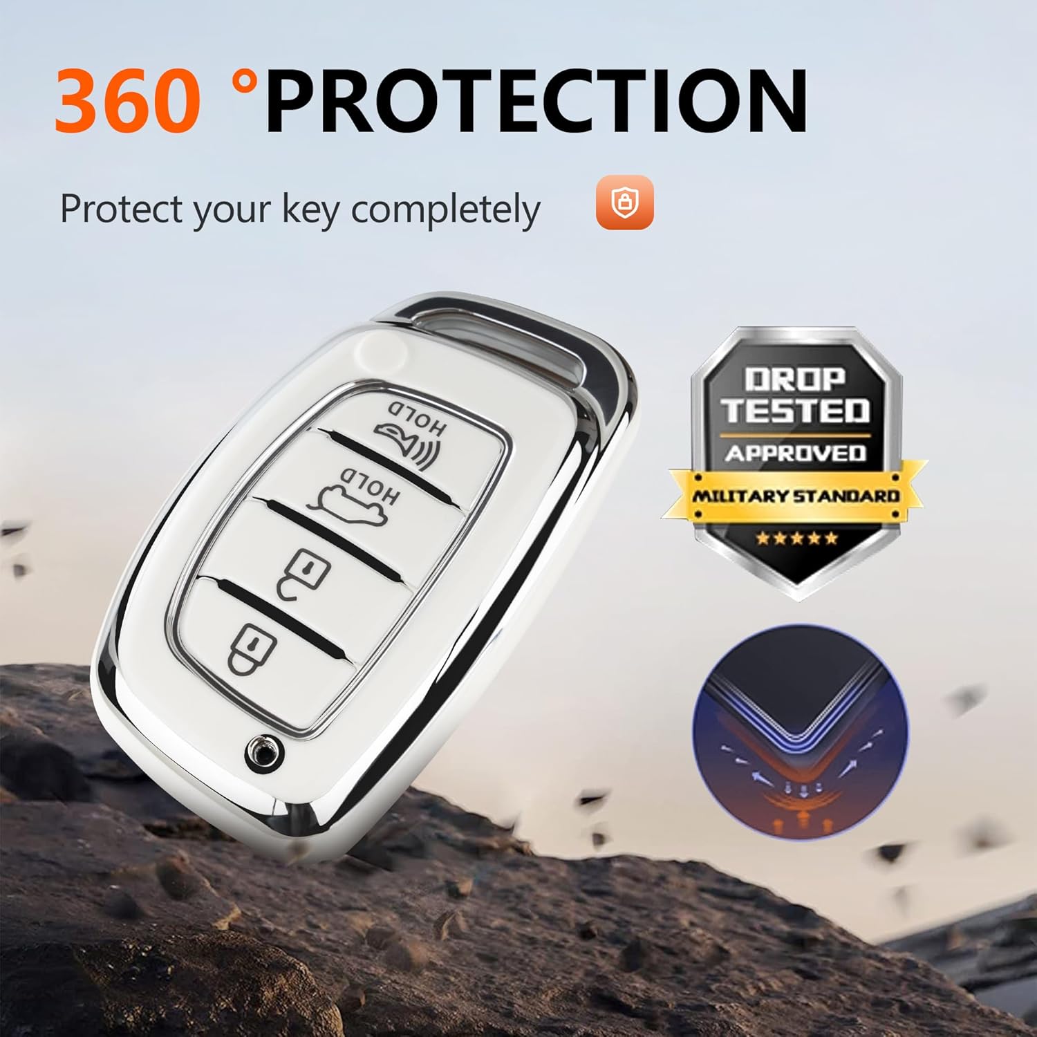 Funda para llavero Hyundai con llavero de diamante, apta para Hyundai Elantra Ioniq Sonata Tucson Elantra GT 34 botones Smart Key