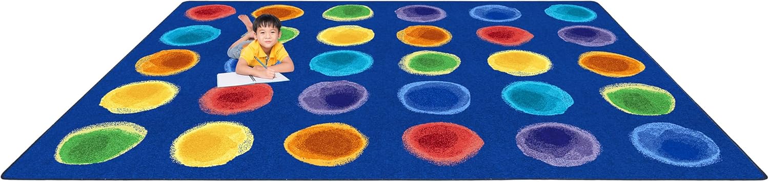 Joy Carpets Watercolor Spots – Alfombra de área de 7 pies 8 pulgadas x 10 pies 9 pulgadas, color arcoíris