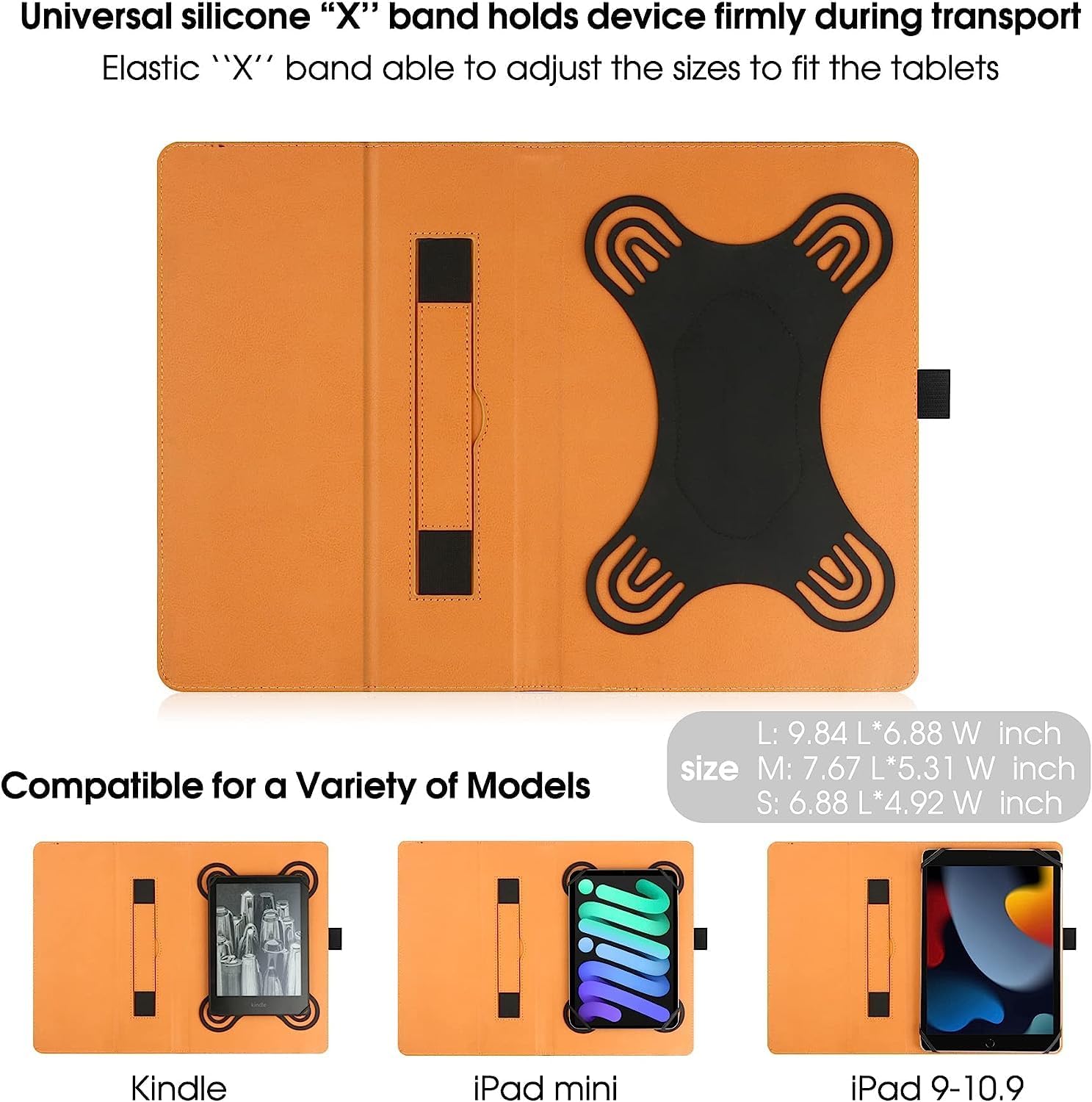 Funda universal para tablet con pantalla táctil de 9 pulgadas y 10 pulgadas, funda protectora para 10.1 pulgadas con banda de silicona de fijación