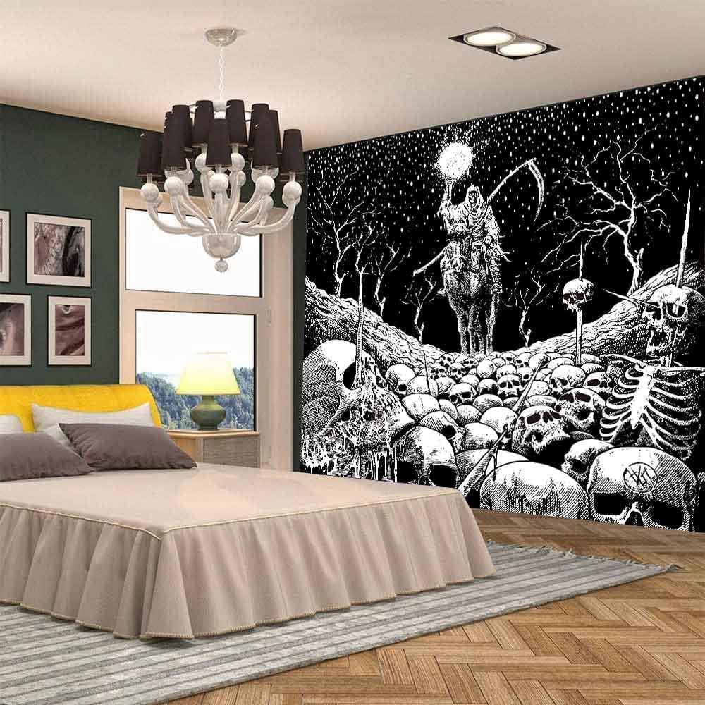 Grim Reaper – Tapiz de calavera de muerte de esqueleto para colgar en la pared de los hombres, para dormitorio, fantasía, tela de franela de 80 x 60