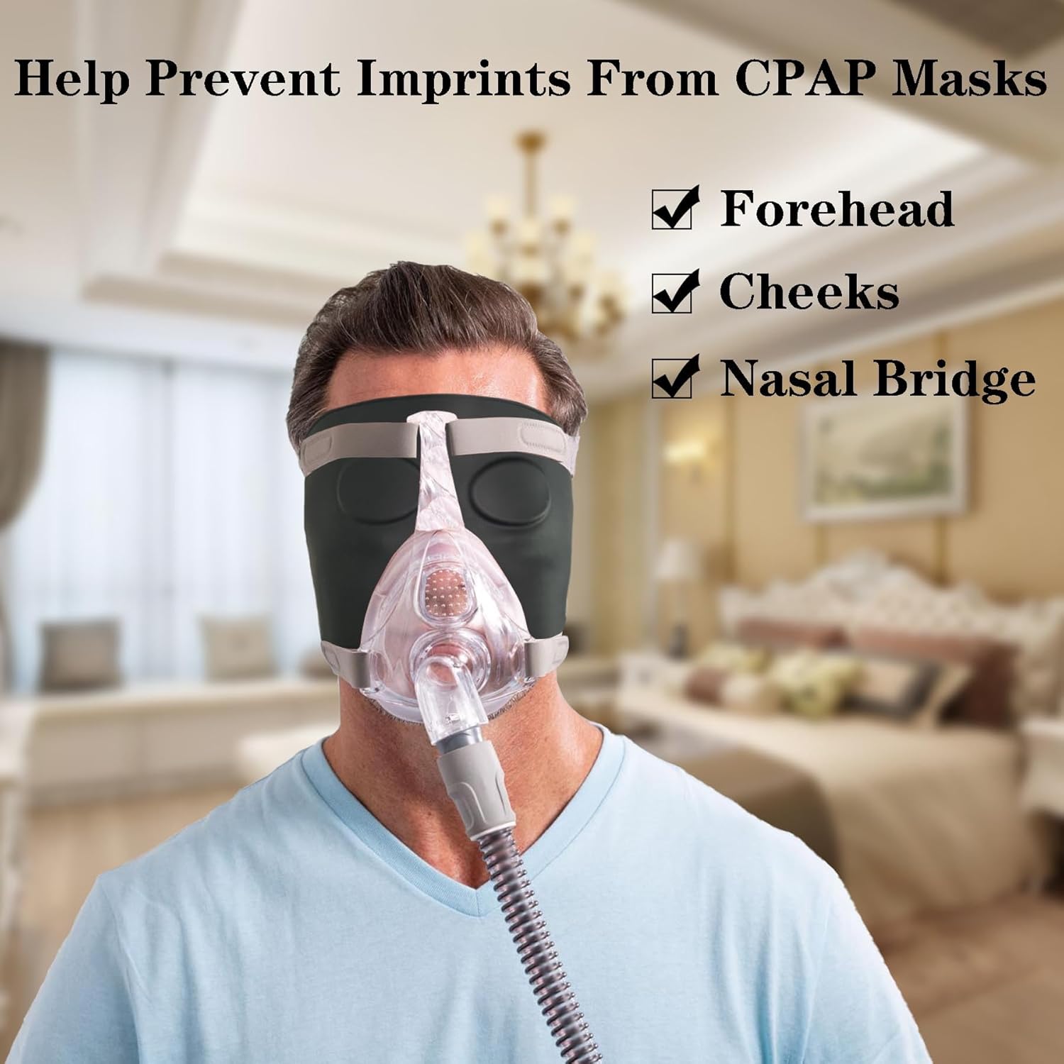 Máscara facial de silicona grande que cubre la frente, ojos y mejillas, uso después de aplicar sueros, mejora la absorción de suero y loción,