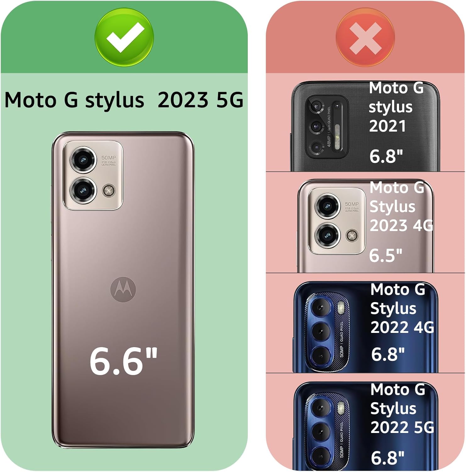 XcaseBar Funda tipo cartera para Moto G Stylus 2023 5G con cremallera y tarjetero de crédito bloqueo RFID, funda de piel sintética con tapa para