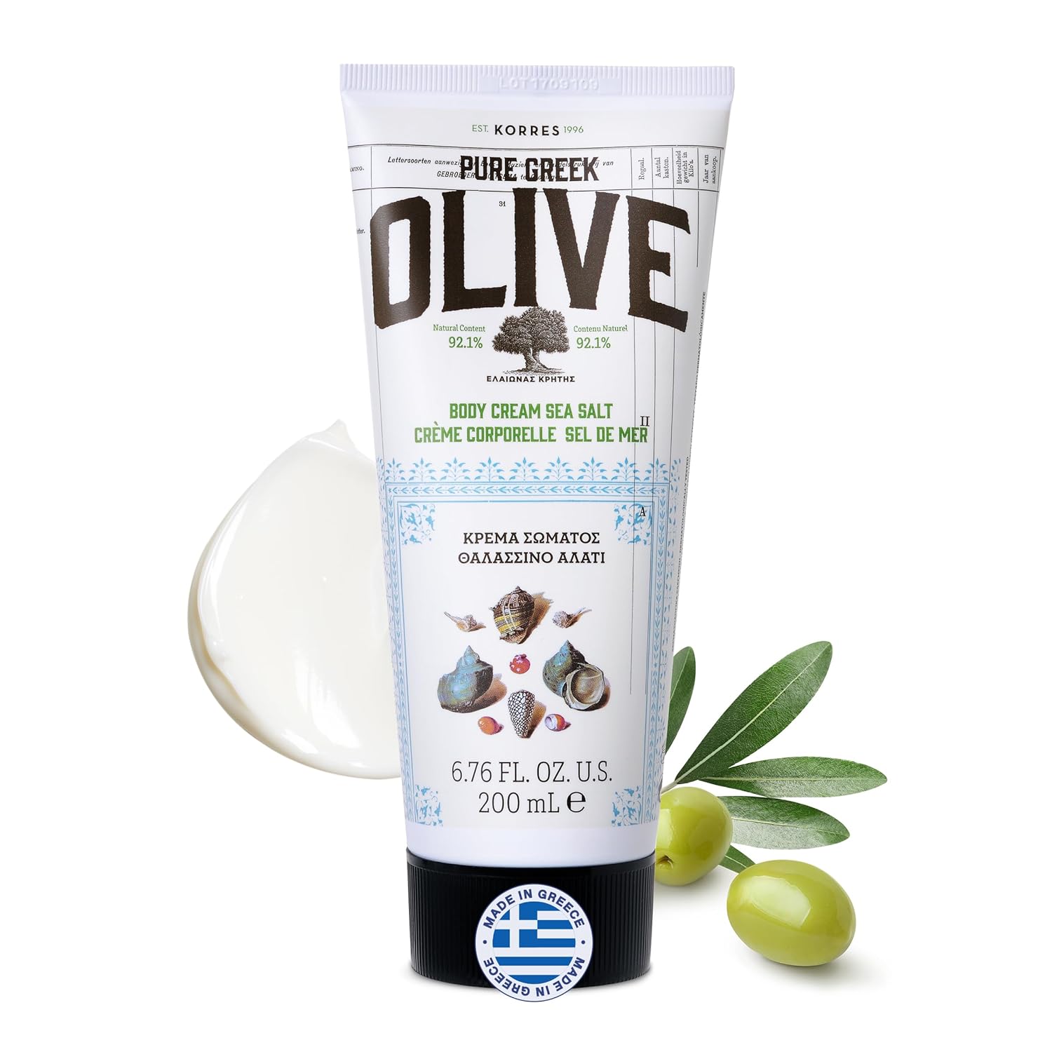 KORRES Crema corporal de oliva, sal marina, 6.76 fl. oz.