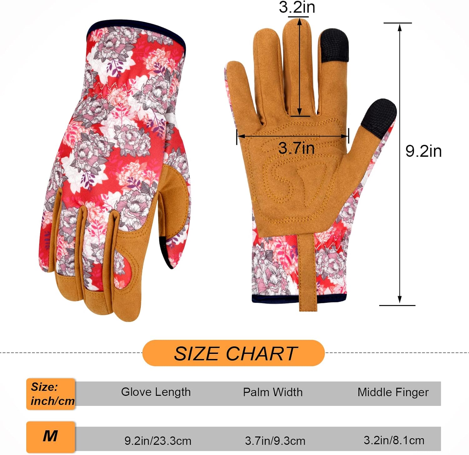 Guantes de jardinería de cuero para mujer, a prueba de espinas, guantes de jardín para pantalla táctil, guantes de trabajo, regalos, L