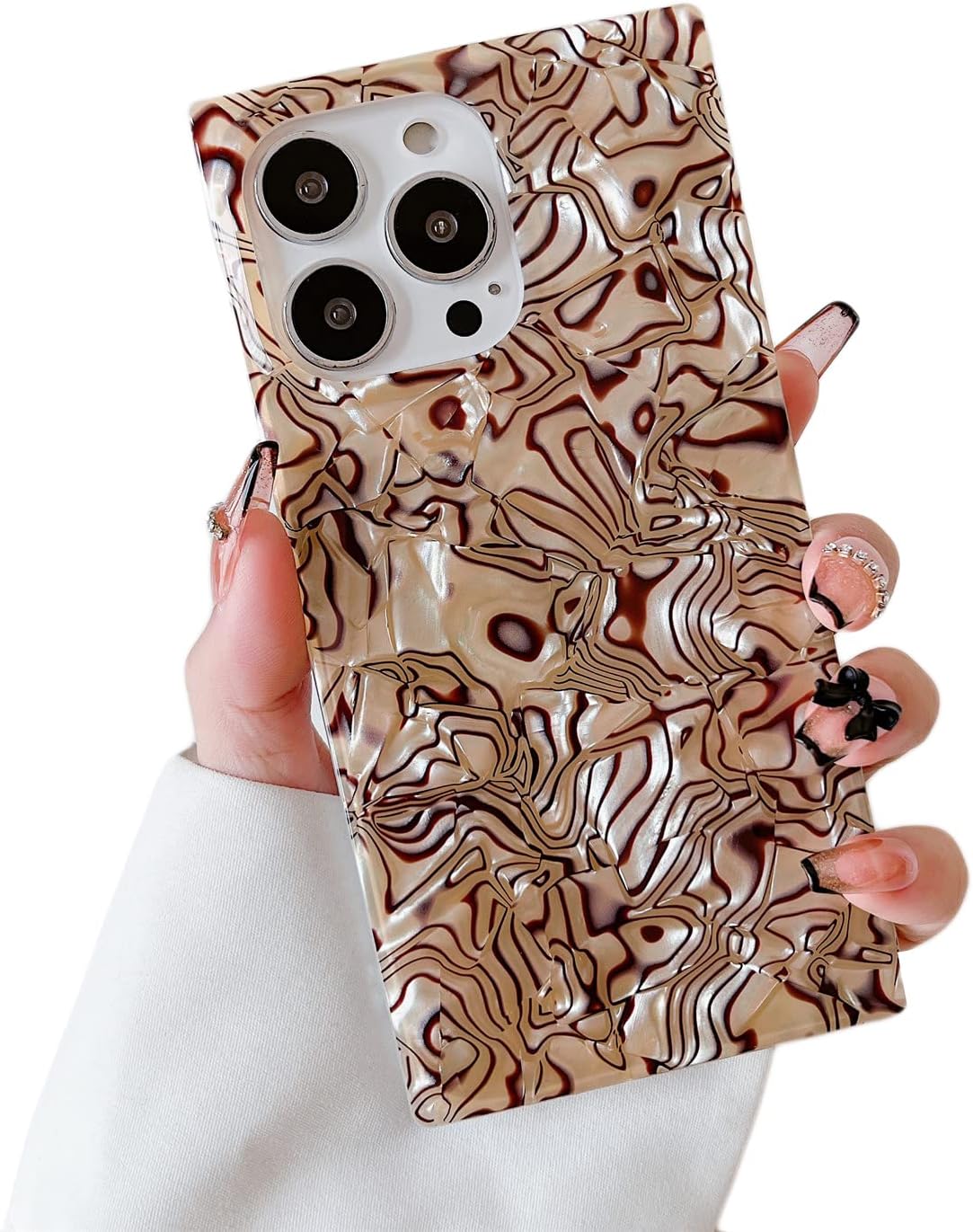 COCOMII Funda cuadrada compatible con iPhone 11 Pro Max, lujosa, delgada, brillante, perla opalescente, purpurina iridiscente, fácil de sostener,