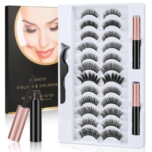Kit de racimos de pestañas, 12 pares de pestañas postizas magnéticas reutilizables con 2 tubos, impermeable, delineador de ojos y pinzas, kit de Kit de racimos de pestañas, 12 pares de pestañas postizas magnéticas reutilizables con 2 tubos, impermeable, delineador de ojos y pinzas, kit de