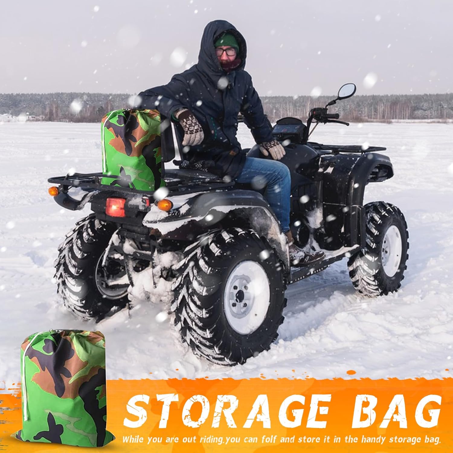 190T – Funda impermeable para cuatrimoto, ATV y ATC, color negro, 3XL, camuflaje