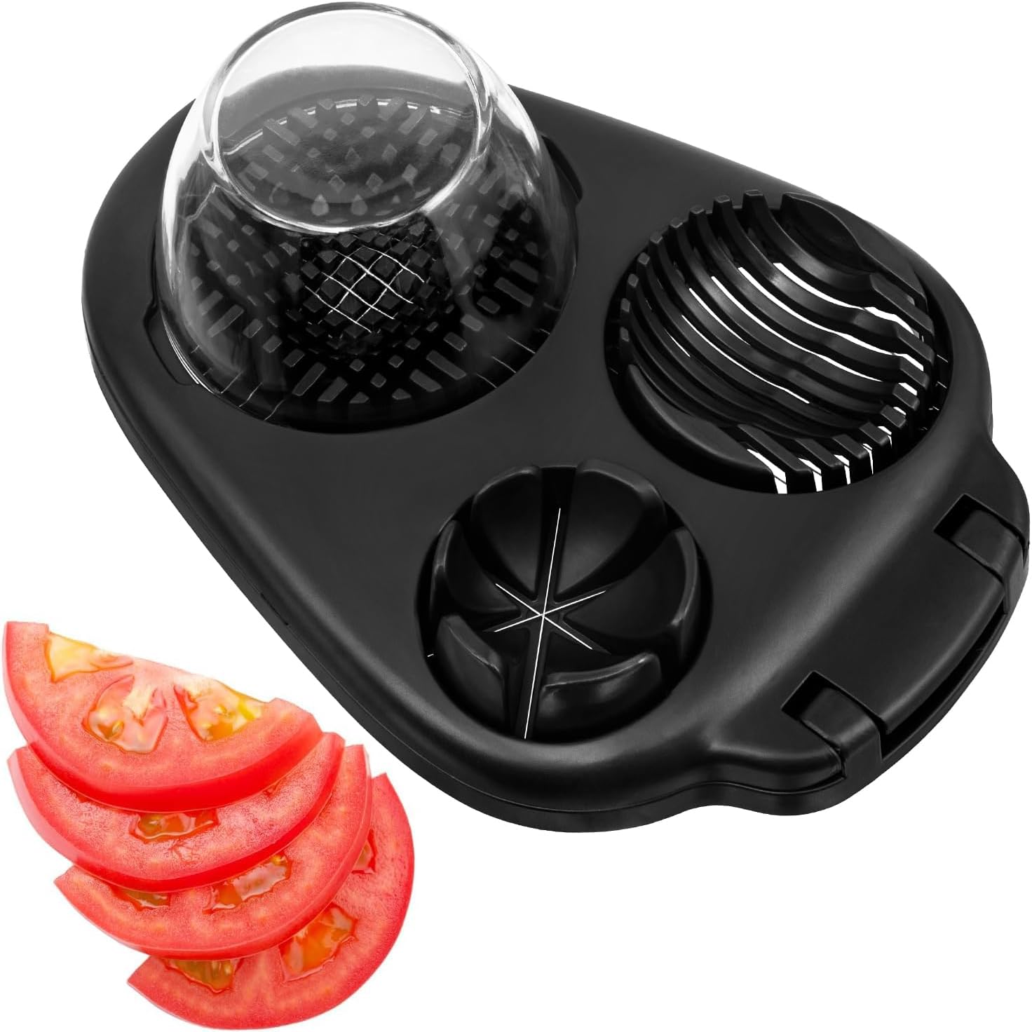 CraftyCrocodile Cortador de huevos duros para huevos duros, 3 modos de rebanada, práctico cortador de huevos de acero inoxidable resistente,