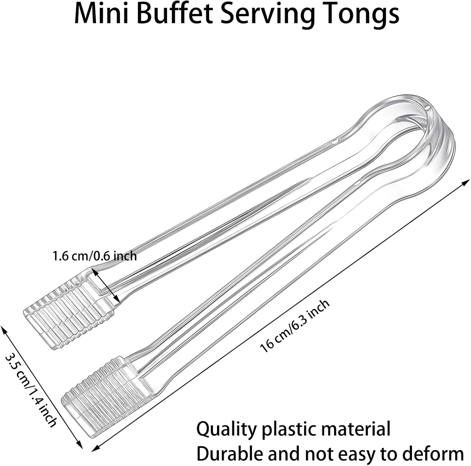 10 pinzas de plástico para servir, pinzas de plástico transparente de 6.3 pulgadas para aperitivos, servir alimentos, cubitos de hielo, té,