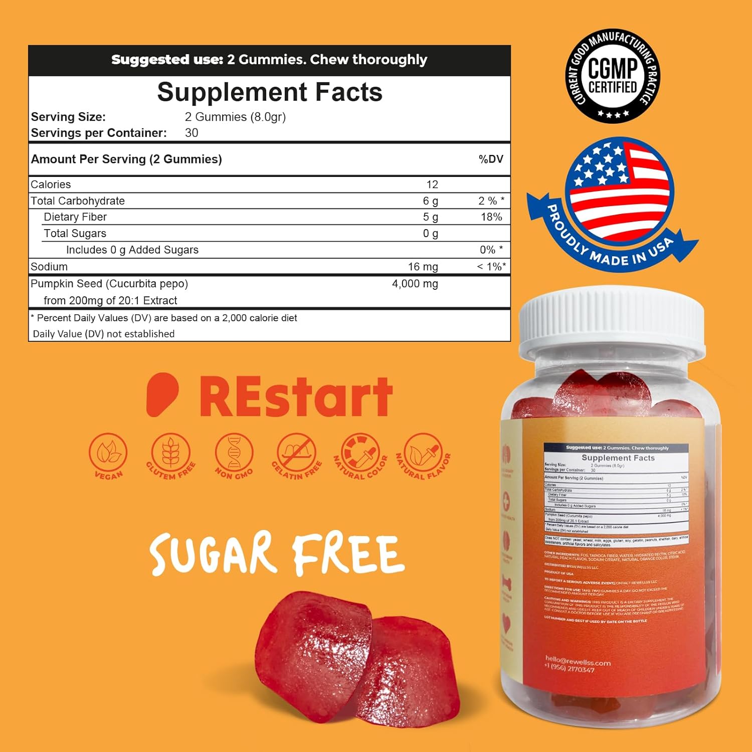 Gomitas de aceite de semilla de calabaza I sin azúcar, sin gluten, sin OMG, suplementos dietéticos orgánicos I crecimiento del cabello, piel