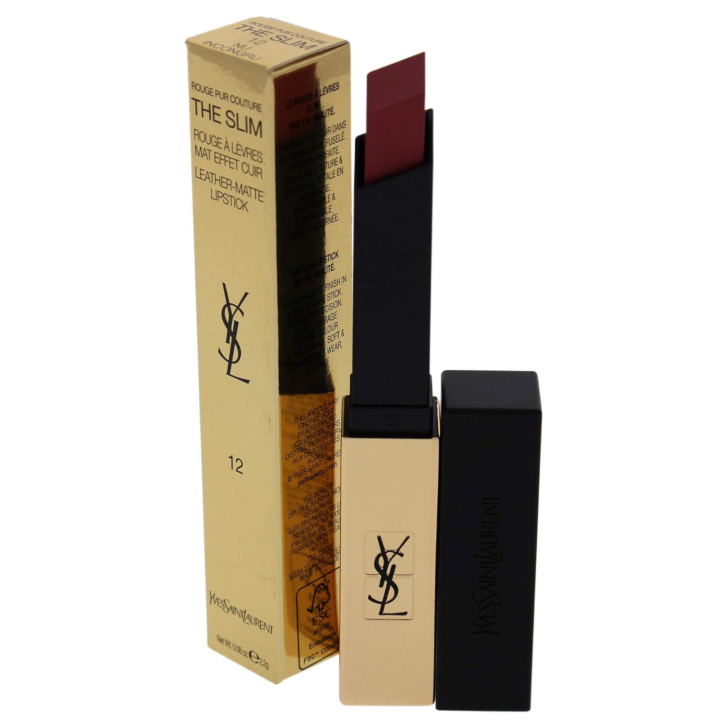 Yves Saint Laurent Rouge Pur Couture The Slim Matte Lipstick – 12 Nu Incongru Mujeres 0.08 oz
