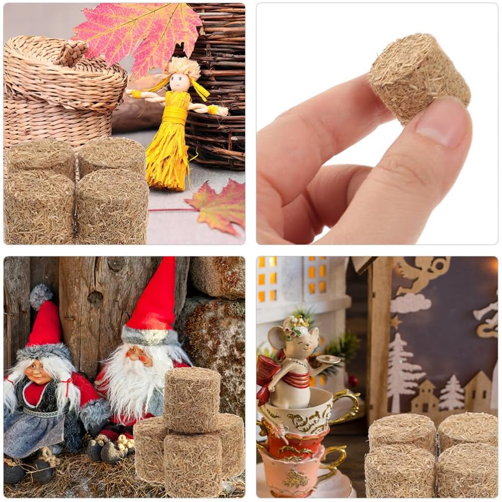 Toyvian 8 piezas de mini pacas de heno de imitación de otoño para decoración de cosecha, pequeña decoración decorativa de Hayrick estireno nieve