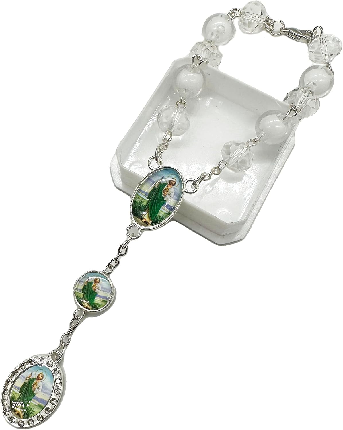 San Judas – Centro de mesa de San Judas, recuerdo de bautizo, rosario, pulsera de recuerdo para fiesta de San Tadeo, 12 unidades