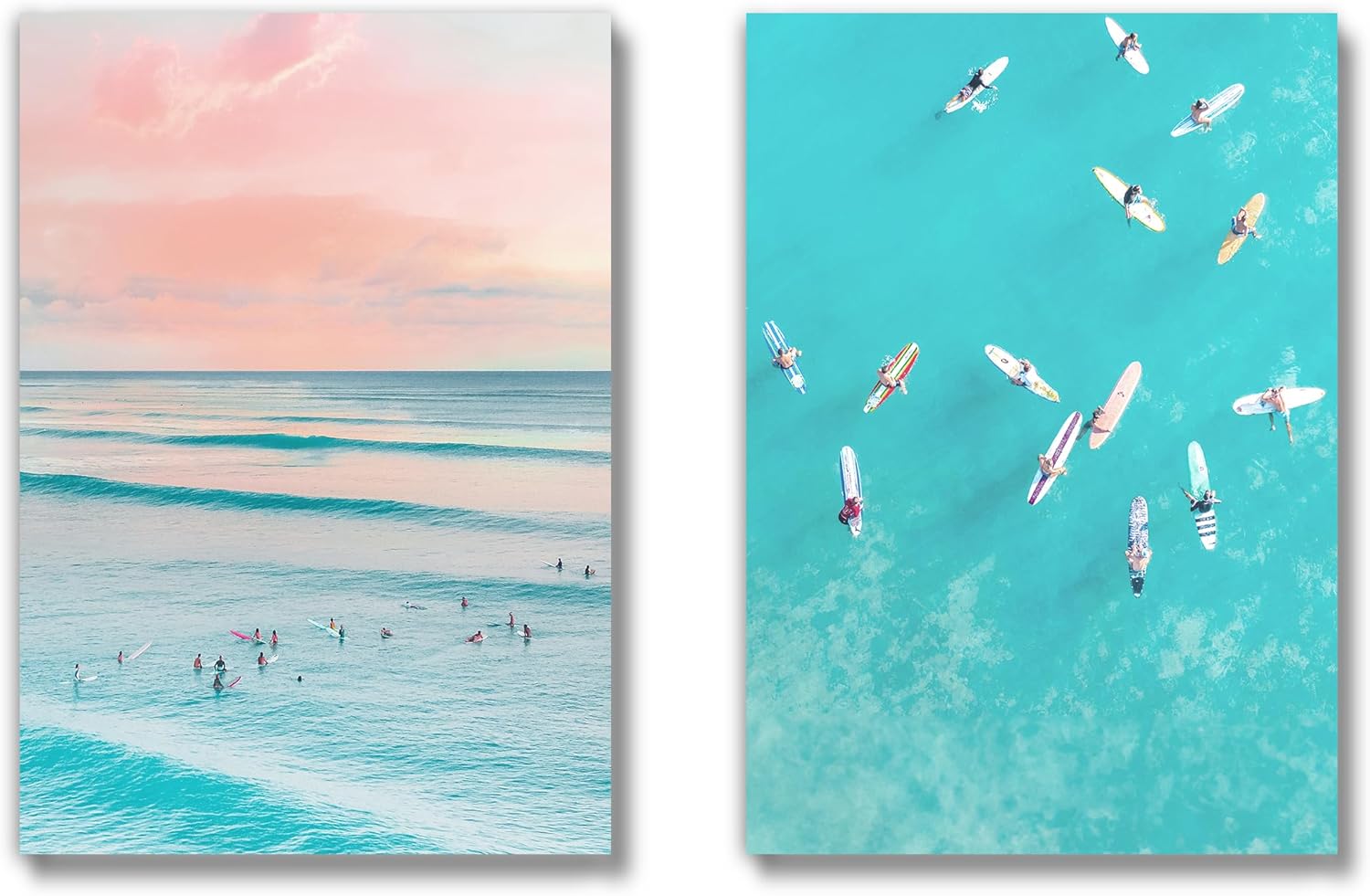 Brooke & Vine Pósteres de surf para decoración de sala de arte de playa (sin marco, 12 x 16 pulgadas, juego de 2) impresiones artísticas de pared