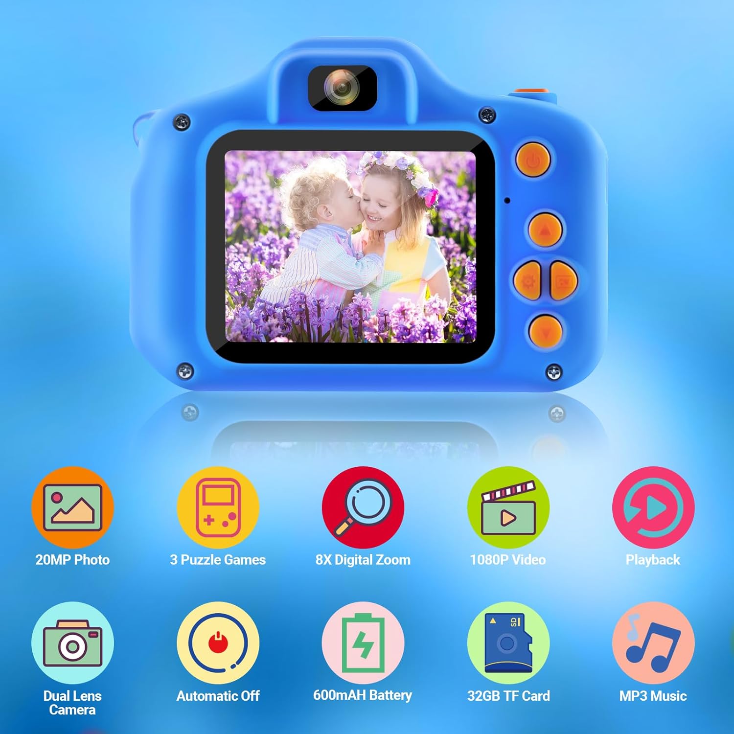 HOMHOW Cámara digital HD para niños, cámara digital para niños y niñas, cámara selfie para niños, juguetes de Navidad, regalo de cumpleaños, edad 3,
