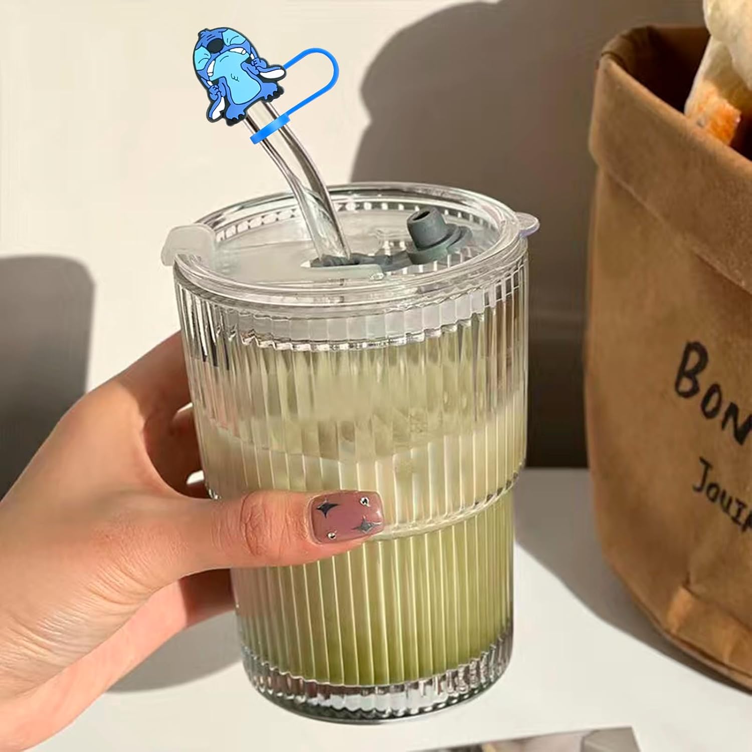Stanley – Tapa de paja de 0.394 in, 5 tapas de paja para vaso Stanley de 30 onzas y 40 onzas, divertidas cubiertas reutilizables de punta de popote