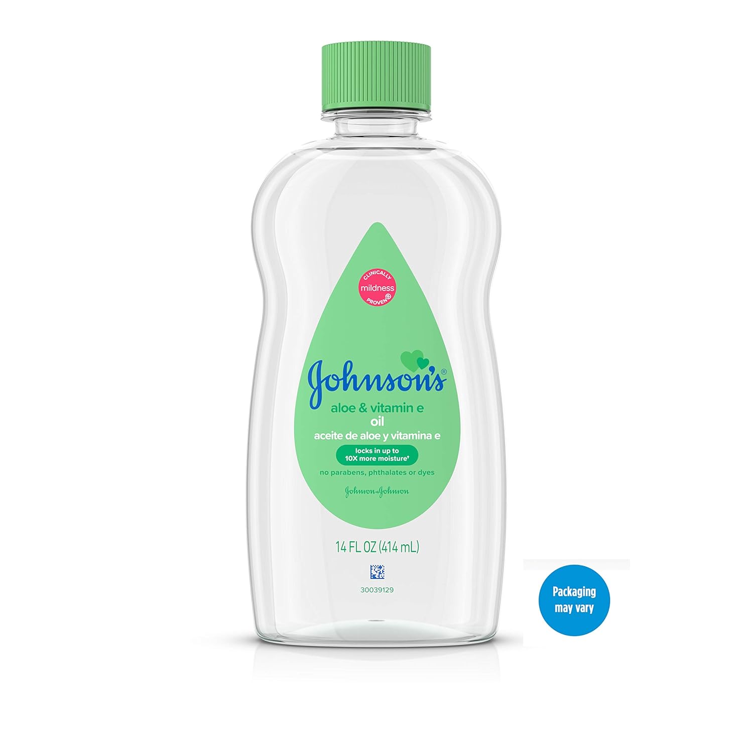 Johnson’s Baby Aceite, aceite mineral enriquecido con aloe vera y vitamina E para evitar la pérdida de humedad, hipoalergénico, 14 onzas líquidas