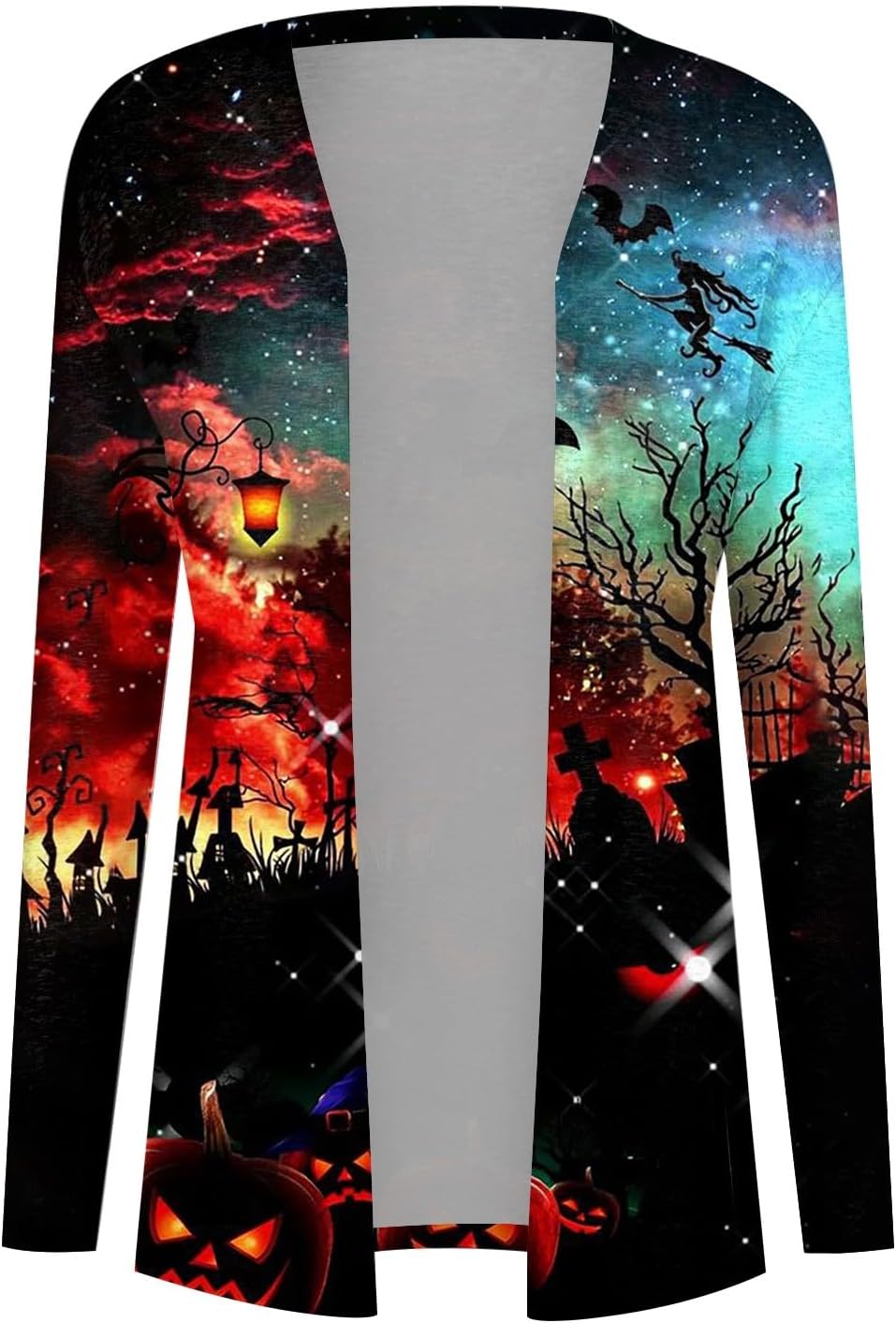 COTECRAM Disfraces de Halloween para mujer 2023, otoño, talla grande, parte delantera abierta, cárdigan largo, suéter ligero para exteriores