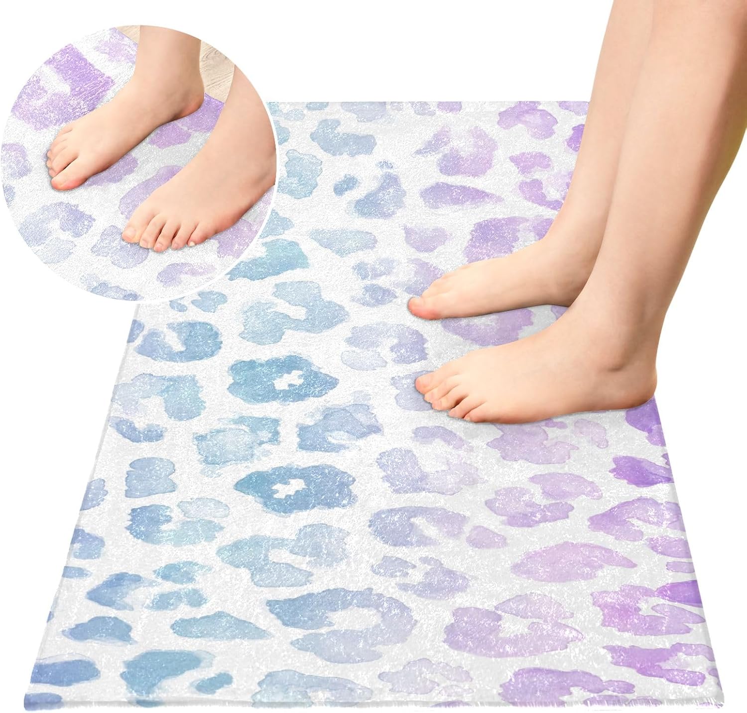 Joisal Alfombras de baño con estampado de leopardo y acuarela, lavable a máquina, antideslizante, con parte trasera de goma, 39 x 20 pulgadas