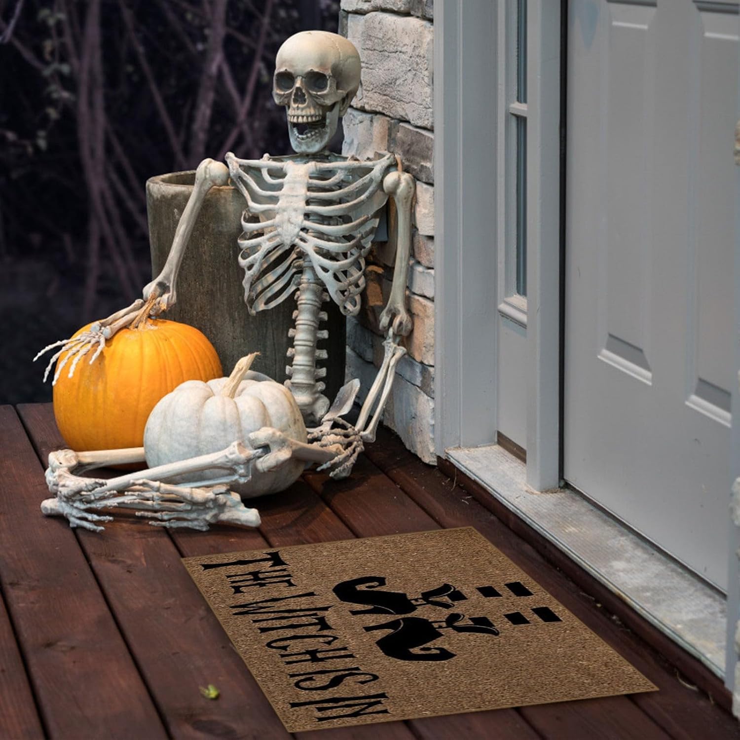 Felpudo de Halloween para interiores y exteriores, decoración de puerta delantera, decoración de Halloween, porche, entrada