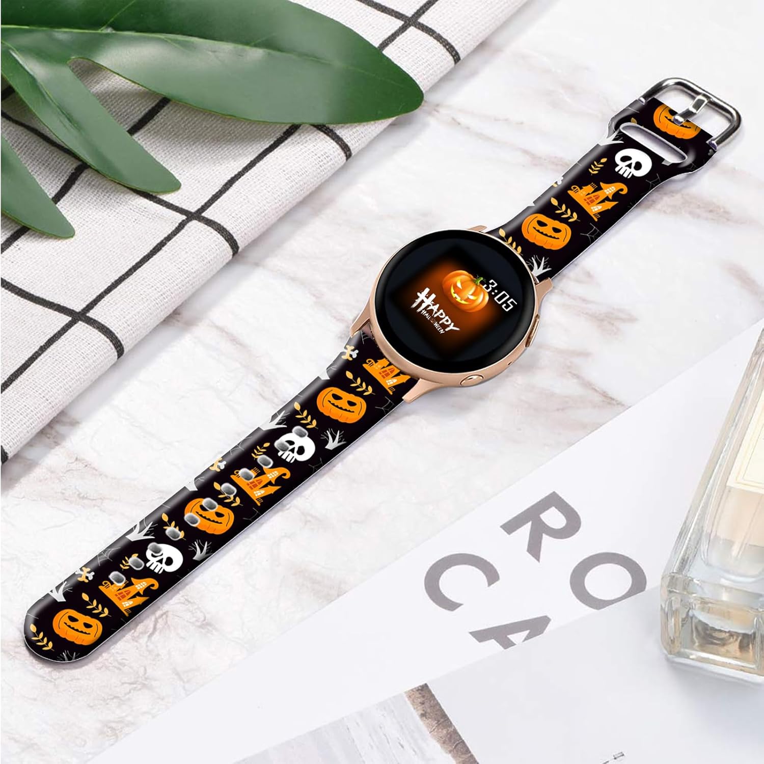 20mm Holidays Floral Silicone Bands Compatible for Samsung Galaxy Watch 4 40mm 44mmClassic 42mm 46mmWatch 3 41mm, Active 2 Watch BandsGear s2 for