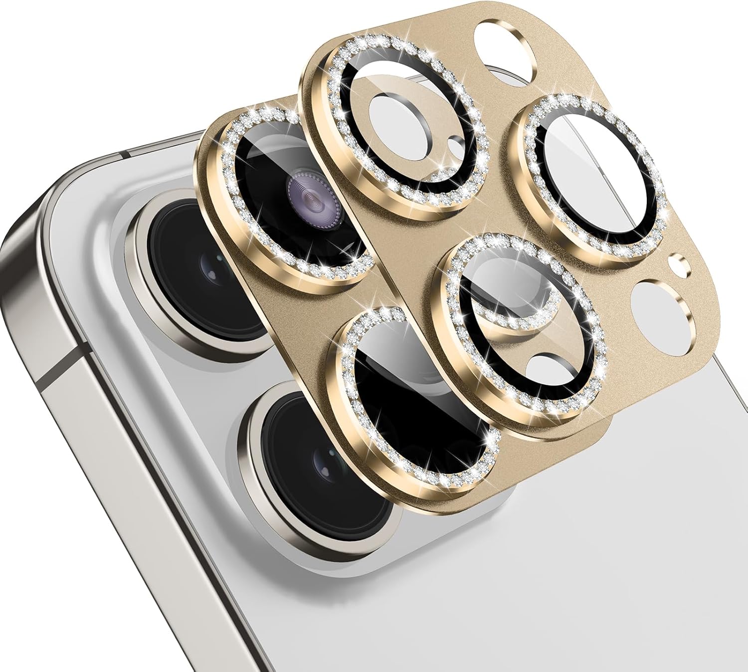 Jeluse Paquete de 2 protectores de lente de cámara para iPhone 15 ProiPhone 15 Pro Max, protección contra caídas cubierta de cámara de vidrio