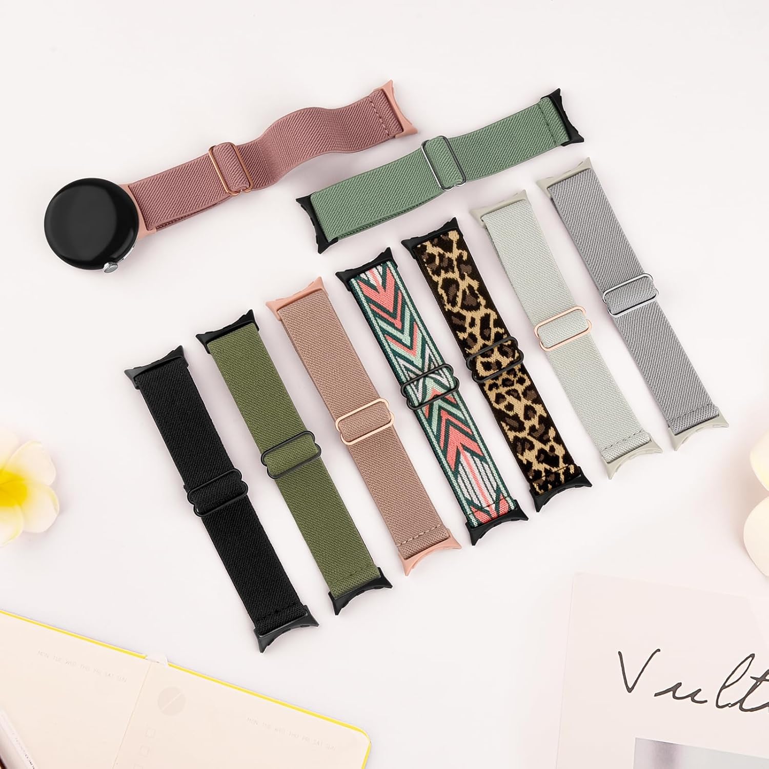 Oumida Correa elástica de nailon solo compatible con Google Pixel Watch Band para mujeres y hombres, correas trenzadas elásticas suaves y ajustables