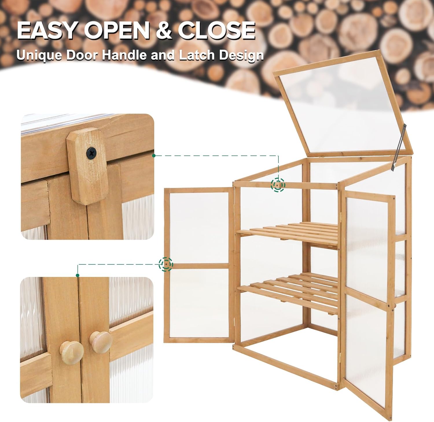EAGLE PEAK Invernadero de madera de jardín con estantes ajustables, maceta portátil de madera elevada para interiores y exteriores, 30.1 x 22.0 x