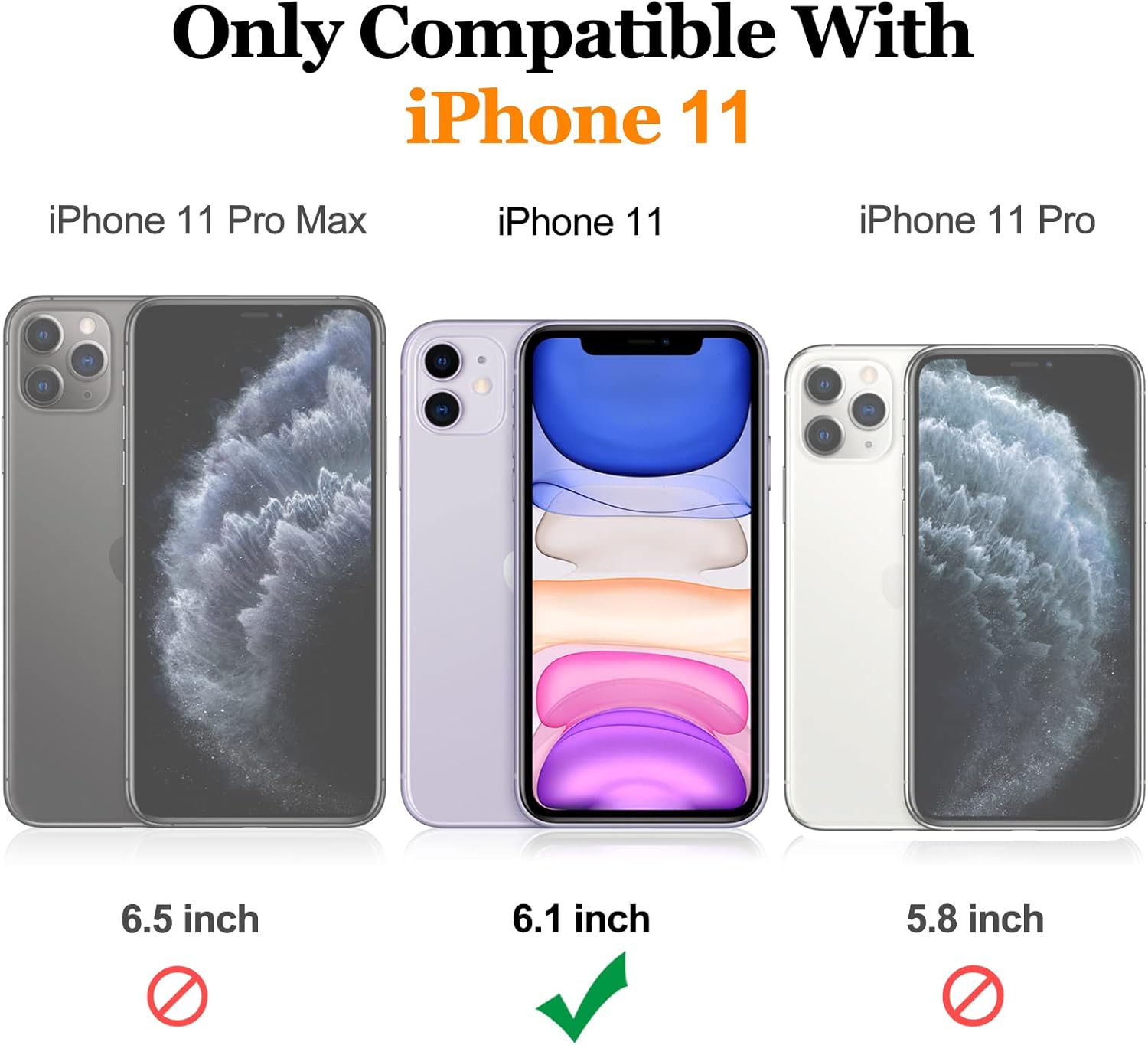 JAME Funda para iPhone 11 con protector de pantalla de vidrio templado, funda delgada y suave para iPhone 11, con soporte de anillo invisible y