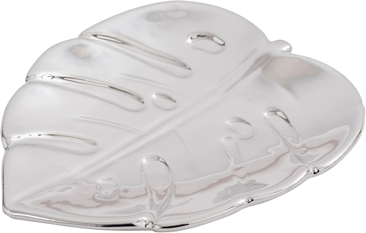 Ivy Lane Design Plato decorativo de hojas metálicas, plata