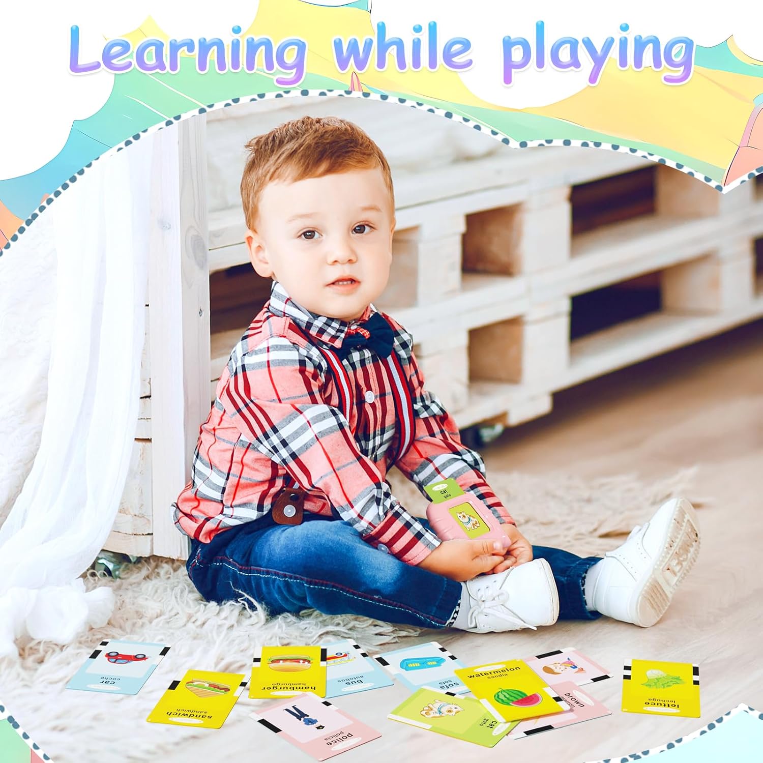 NEWYES – Tarjetas didácticas parlantes para niños pequeños, juguetes sensoriales de 224 palabras para niños autistas, discurso de bolsillo, juguetes