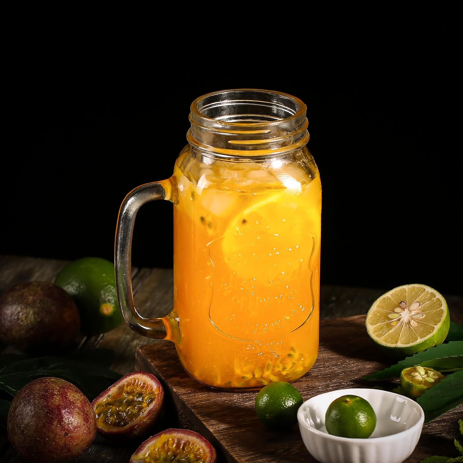 cosnou Vasos de 24 onzas para bebidas de fiesta, materiales y frascos con mango cómodo, fácil de limpiar en el lavavajillas, paquete de 4