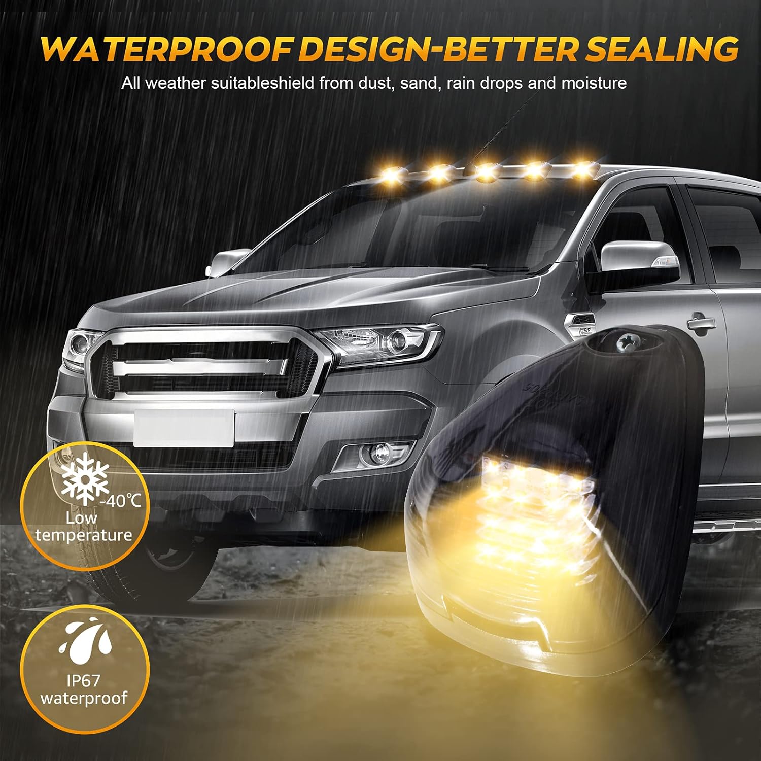 nifeida Luces de marcador de techo de cabina, lente ahumada, 16 LED, luz ámbar para Ford F150 F250 F350 F450 F550 F650 F750 E150 E250 E350 E450