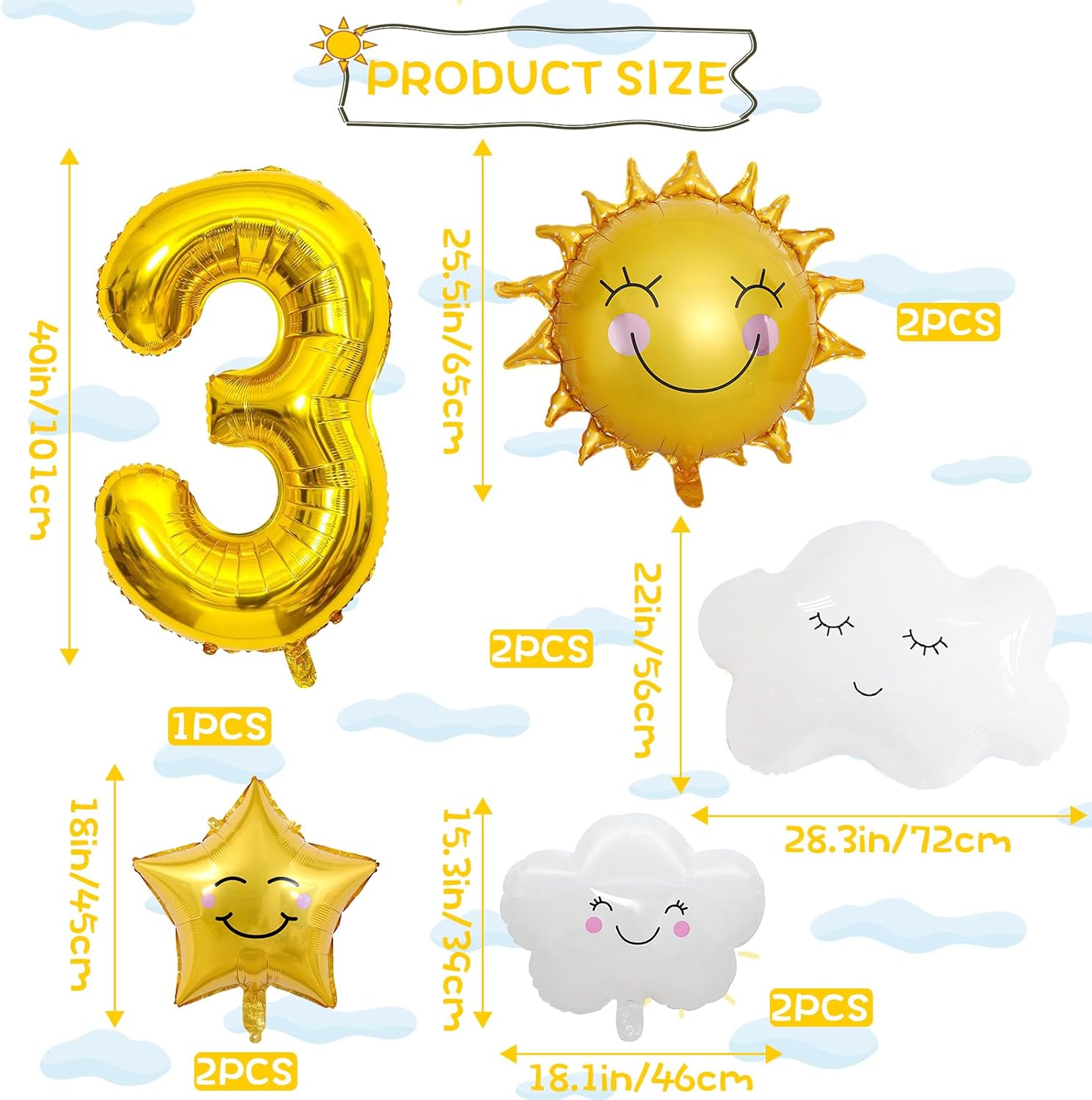 9 globos de papel de aluminio con diseño de flor de sol, cara sonriente, número de cumpleaños, suministros de fiesta de cumpleaños de sol,