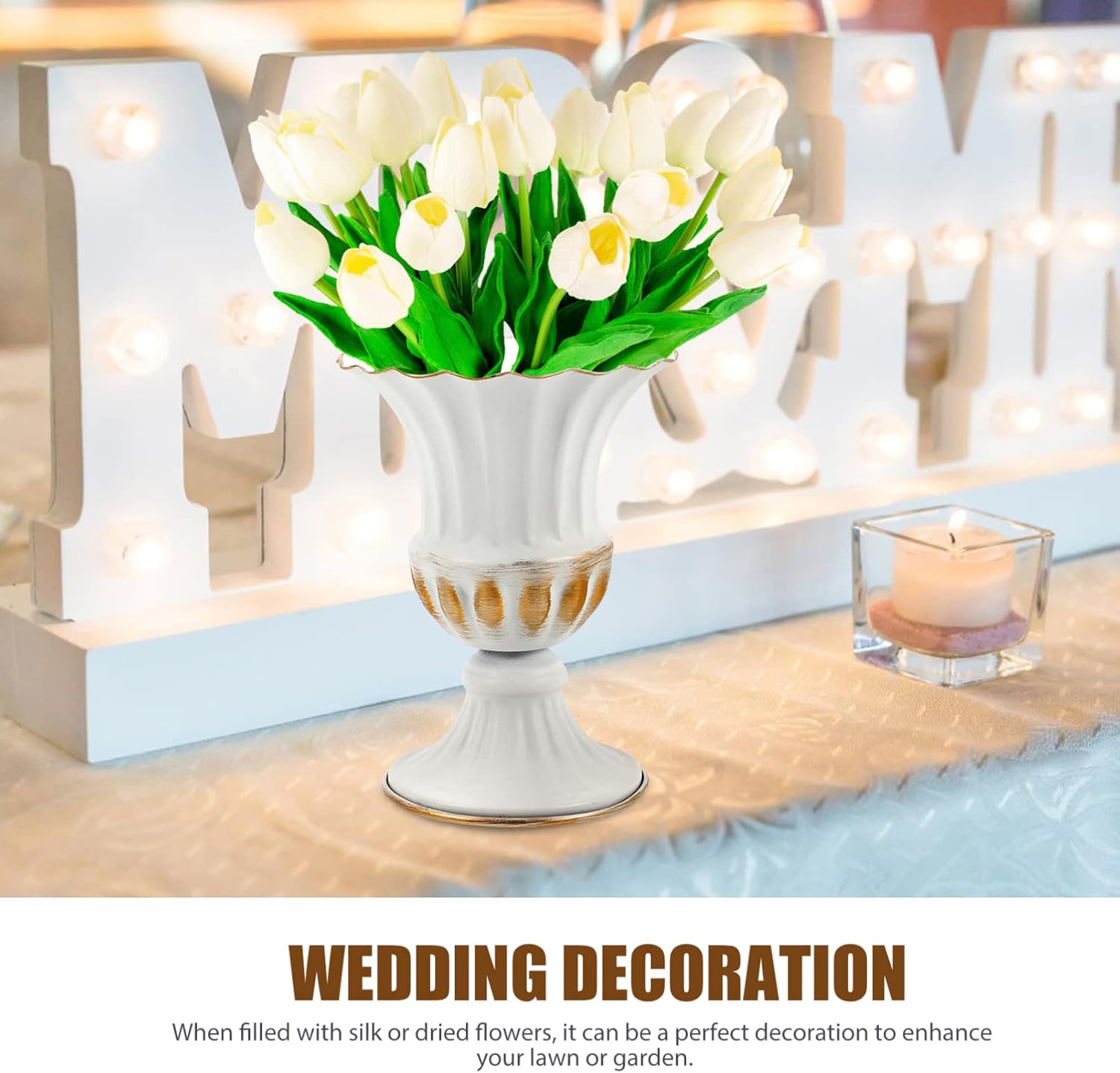 BESPORTBLE Decoración de mesa de boda, 2 piezas, maceta clásica de urna conmemorativa, jarrón de cementerio, tumba, soporte para flores, maceta de
