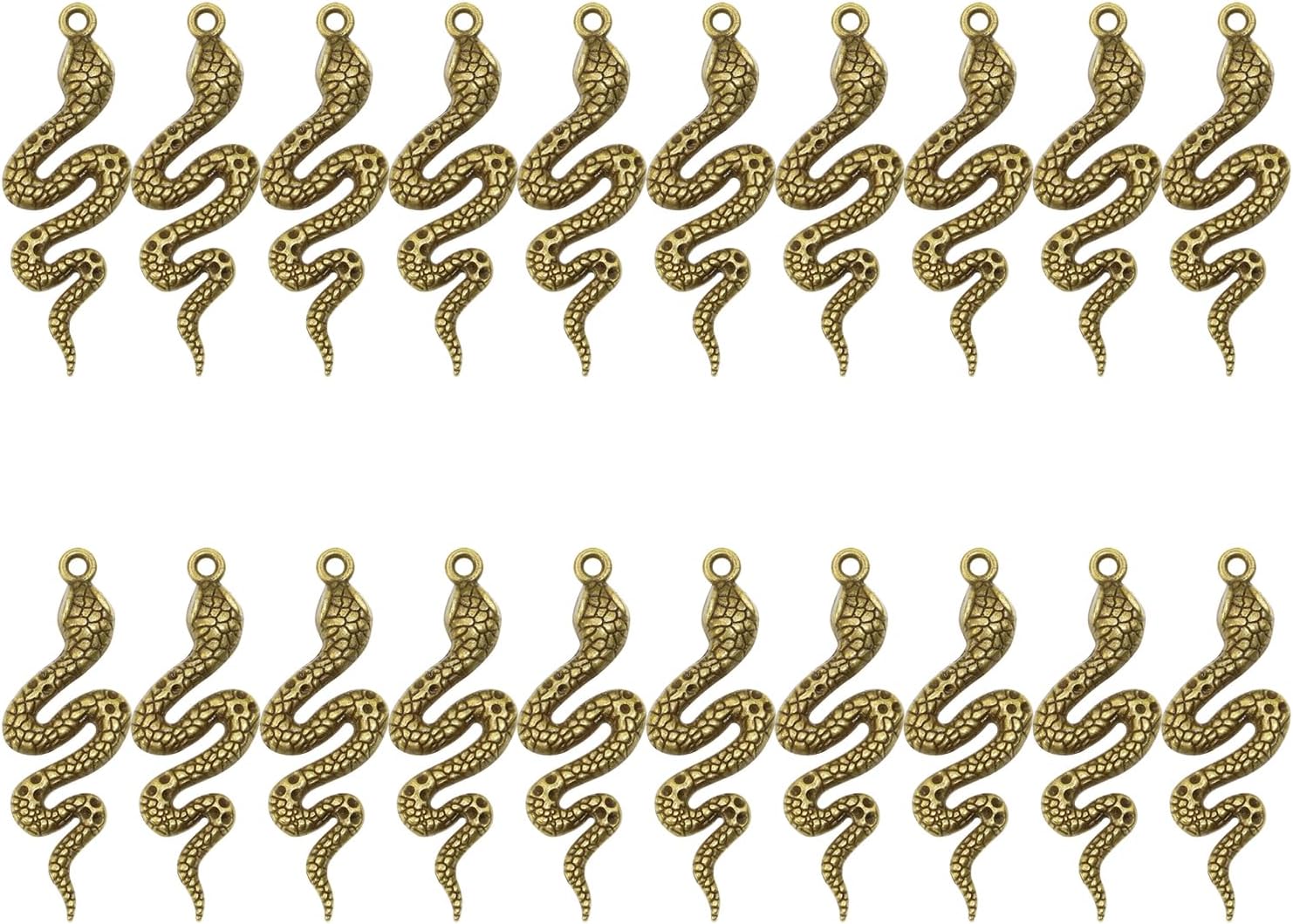 Dijes vintage en forma de serpiente para manualidades, collares, aretes, pulseras, colgantes, fabricación de joyas y decoración de Halloween, 20