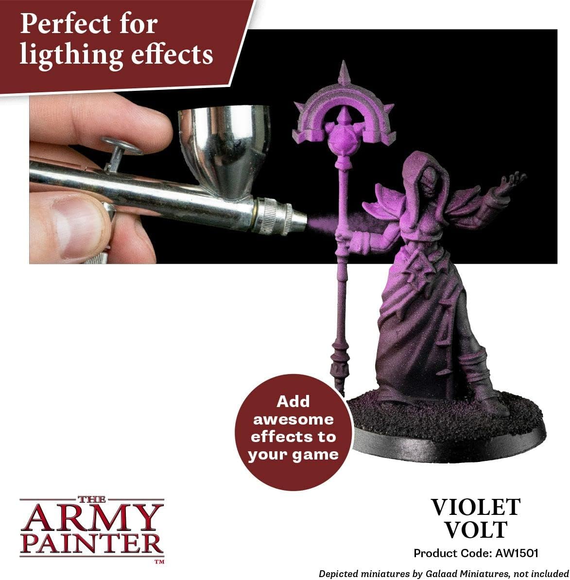 The Army Painter Warpaint Air Fluorescent Violet Volt  Pintura acrílica no tóxica a base de agua muy pigmentada para juegos de rol de mesa, juegos