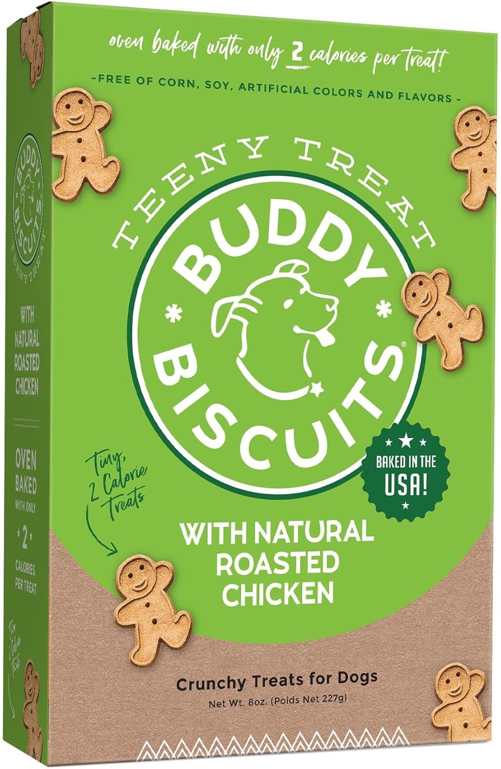 Buddy Biscuits – Golosinas crujientes para perros, pollo asado, caja de 8 onzas