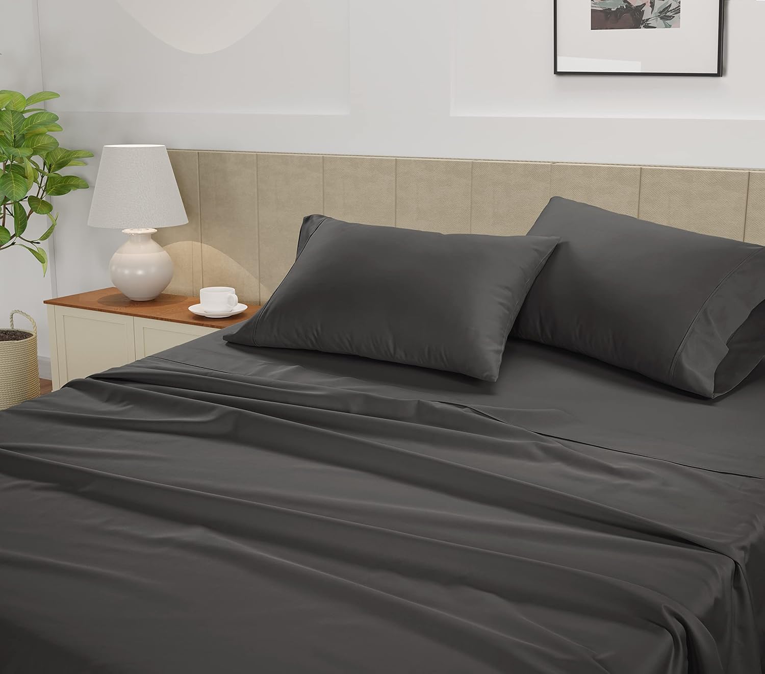 LANE LINEN – Sábanas tamaño Split King para cama ajustable, 450 hilos, 100% algodón, 2 sábanas bajeras individuales XL, con bolsillo profundo,