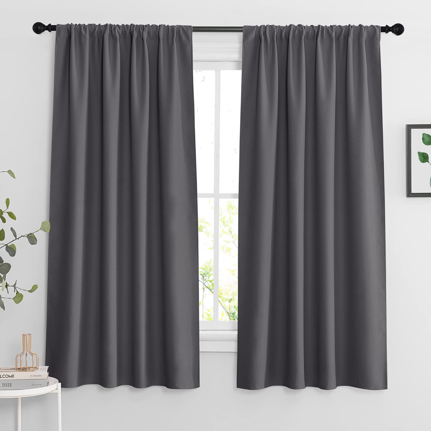 RYB HOME Cortinas opacas de 63 pulgadas de largo, aislamiento de ahorro de energía, persianas grandes para ventana, para dormitorio, sala de estar,