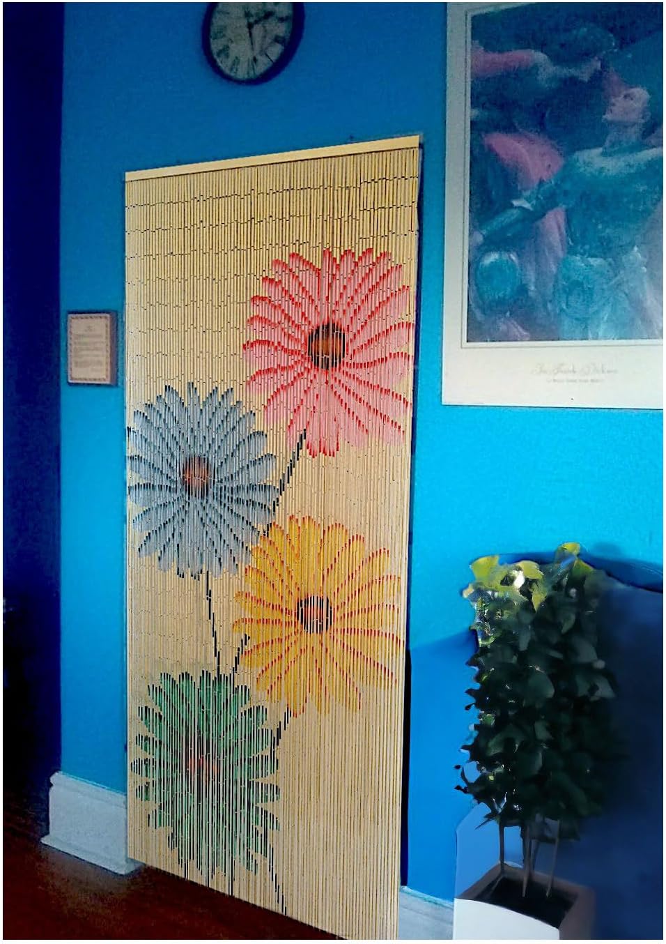 Beaded String Cortina de cuentas de madera, 90 hebras, cuentas de puerta bohemias, cortina bohemia para puerta, 35.5 pulgadas de ancho x 80 pulgadas