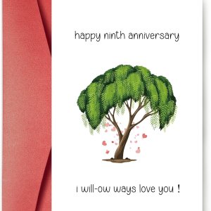 SuperShunhu Divertida tarjeta de 9 aniversario para marido y esposa, tarjeta de noveno aniversario de Willow, tarjeta de aniversario de 9 años, SuperShunhu Divertida tarjeta de 9 aniversario para marido y esposa, tarjeta de noveno aniversario de Willow, tarjeta de aniversario de 9 años,